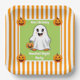 夜の幽霊のよく出るパーティー誕生日 – ハロウィーンの夜 ペーパープレート