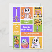 夜の幽霊のよく出るパーティー誕生日 – ハロウィーンの夜 招待状 (正面)