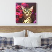 夜の庭で美しいエジプトのマウ猫 キャンバスプリント (インサイチュ (寝室))