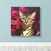 夜の庭で美しいエジプトのマウ猫 キャンバスプリント (インサイチュ (ウッドフロア))