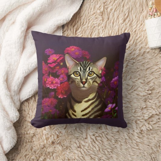 夜の庭で美しいエジプトのマウ猫 クッション (ブランケット)