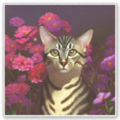 夜の庭で美しいエジプトのマウ猫 シール (正面)