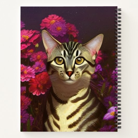 夜の庭で美しいエジプトのマウ猫 ノートブック (裏面)