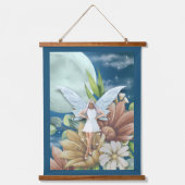 夜の庭の妖精26"x36" 吊り下げ型タペストリー (正面)