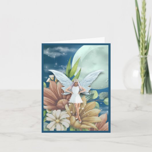 夜の庭の妖精4"x5.6" ノートカード (正面)