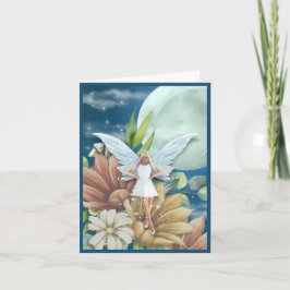 夜の庭の妖精4"x5.6" ノートカード