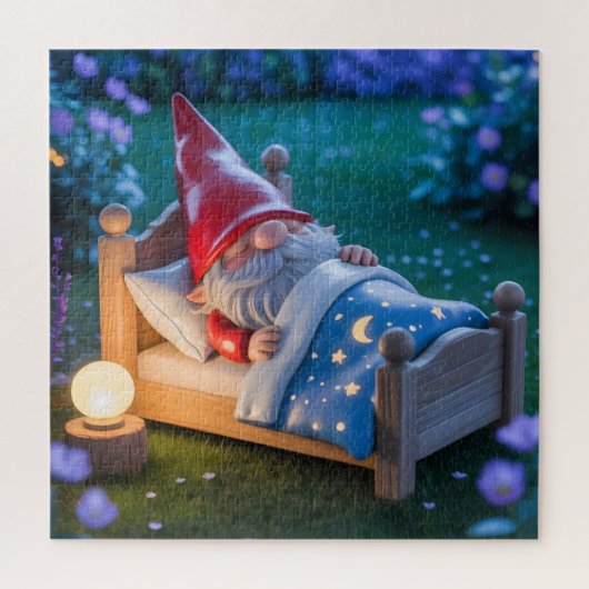 夜の庭の眠るノーム ジグソーパズル (縦)
