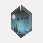 夜の愛らしいトナカイ ガラスオーナメント (正面左)