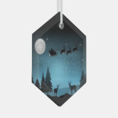 夜の愛らしいトナカイ ガラスオーナメント (正面右)