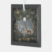 夜の愛らしいトナカイ ガラスオーナメント (正面左)