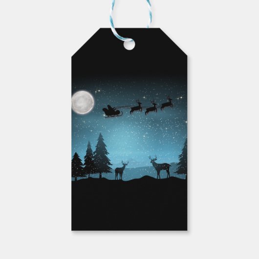 夜の愛らしいトナカイ ギフトタグ (裏面)