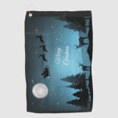 夜の愛らしいトナカイ ゴルフタオル (正面)