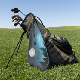 夜の愛らしいトナカイ ゴルフタオル