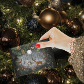 夜の愛らしいトナカイ シーズンカード