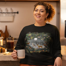 夜の愛らしいトナカイ スウェットシャツ