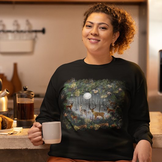 夜の愛らしいトナカイ スウェットシャツ