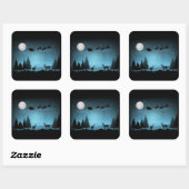 夜の愛らしいトナカイ スクエアシール (シート)