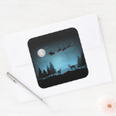 夜の愛らしいトナカイ スクエアシール (封筒)