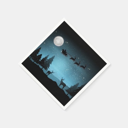 夜の愛らしいトナカイ スタンダードカクテルナプキン (角)