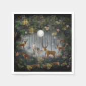 夜の愛らしいトナカイ スタンダードカクテルナプキン (正面)
