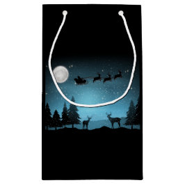 夜の愛らしいトナカイ スモールペーパーバッグ