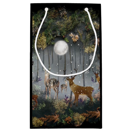 夜の愛らしいトナカイ スモールペーパーバッグ (裏面)