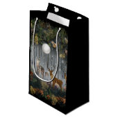 夜の愛らしいトナカイ スモールペーパーバッグ (正面アングル)