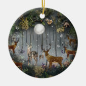 夜の愛らしいトナカイ セラミックオーナメント (正面)