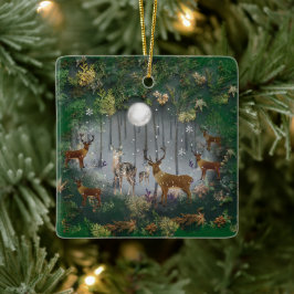 夜の愛らしいトナカイ セラミックオーナメント