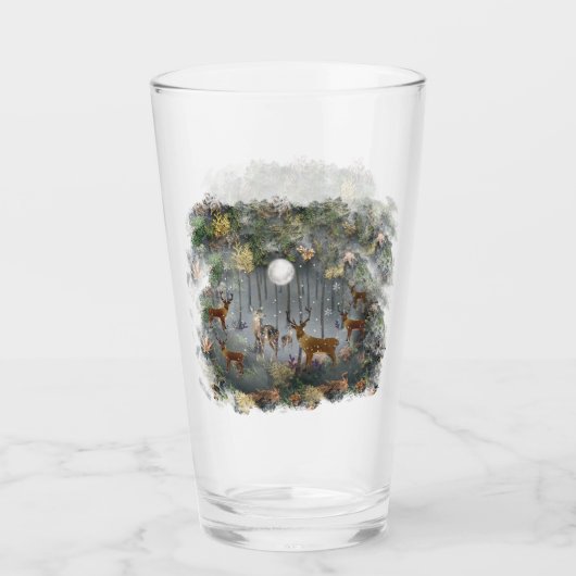 夜の愛らしいトナカイ タンブラーグラス (正面)