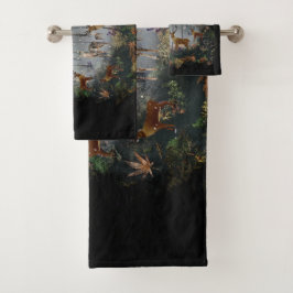 夜の愛らしいトナカイ バスタオルセット