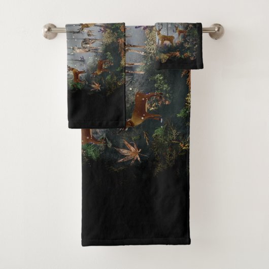 夜の愛らしいトナカイ バスタオルセット (インサイチュ)