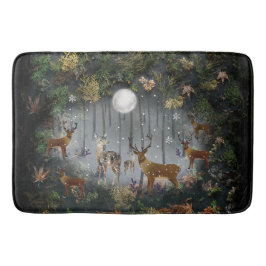 夜の愛らしいトナカイ バスマット