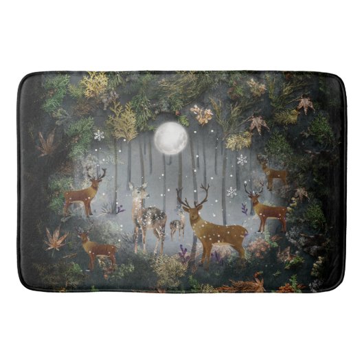 夜の愛らしいトナカイ バスマット (正面)