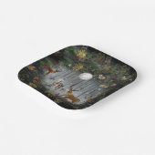 夜の愛らしいトナカイ ペーパープレート (傾斜あり)