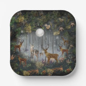 夜の愛らしいトナカイ ペーパープレート (正面)