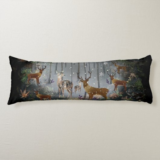 夜の愛らしいトナカイ ボディピロー (正面)