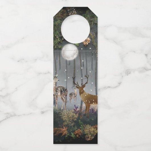 夜の愛らしいトナカイ ボトルネックタグ (裏面)