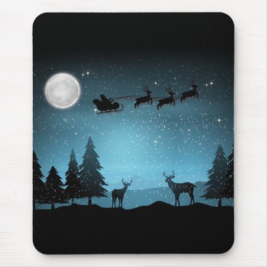 夜の愛らしいトナカイ マウスパッド (正面)