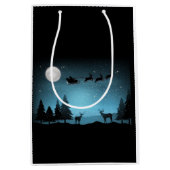 夜の愛らしいトナカイ ミディアムペーパーバッグ (正面)