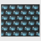 夜の愛らしいトナカイ ラッピングペーパー (フラット)