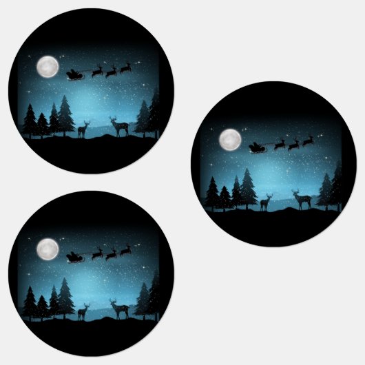 夜の愛らしいトナカイ ラベル (グループ)