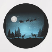 夜の愛らしいトナカイ ラベル (デザイン2)