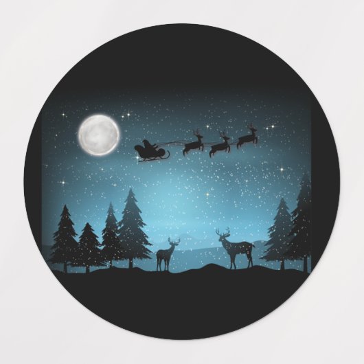 夜の愛らしいトナカイ ラベル (デザイン2)