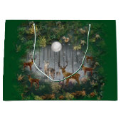 夜の愛らしいトナカイ ラージペーパーバッグ (正面)