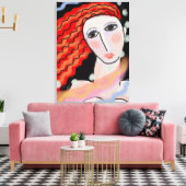 夜の抽象芸術デジタルポートレートの女性 キャンバスプリント (インサイチュ (リビング))