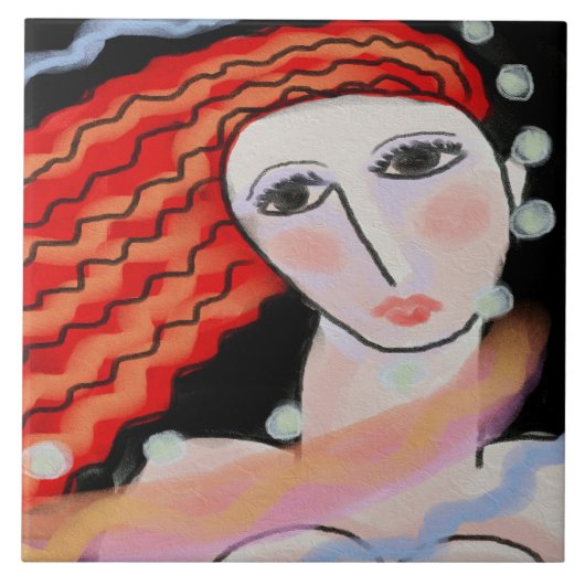 夜の抽象芸術デジタルポートレートの女性 タイル (正面)