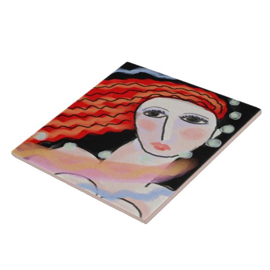 夜の抽象芸術デジタルポートレートの女性 タイル (側面)