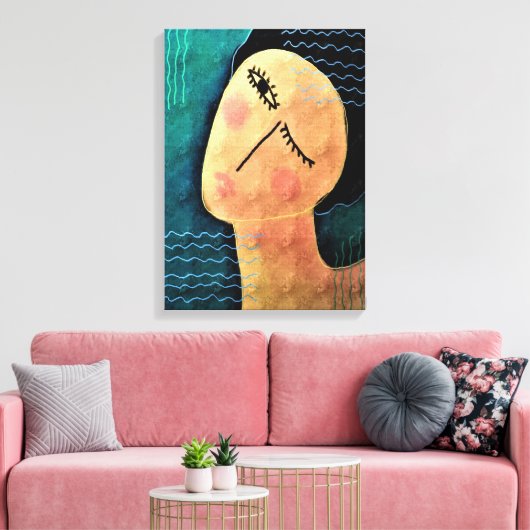 夜の抽象芸術絵画デジタルの女性 キャンバスプリント (インサイチュ (リビング))