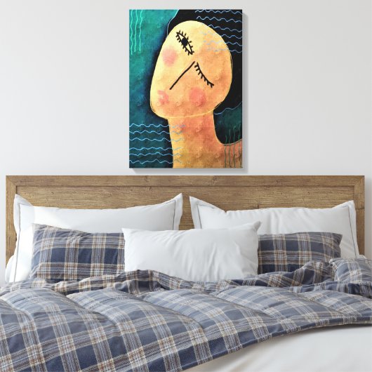 夜の抽象芸術絵画デジタルの女性 キャンバスプリント (インサイチュ (寝室))